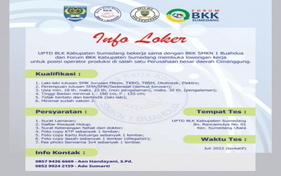 Info Loker BKK SMK PGRI Situraja - Juli 2022